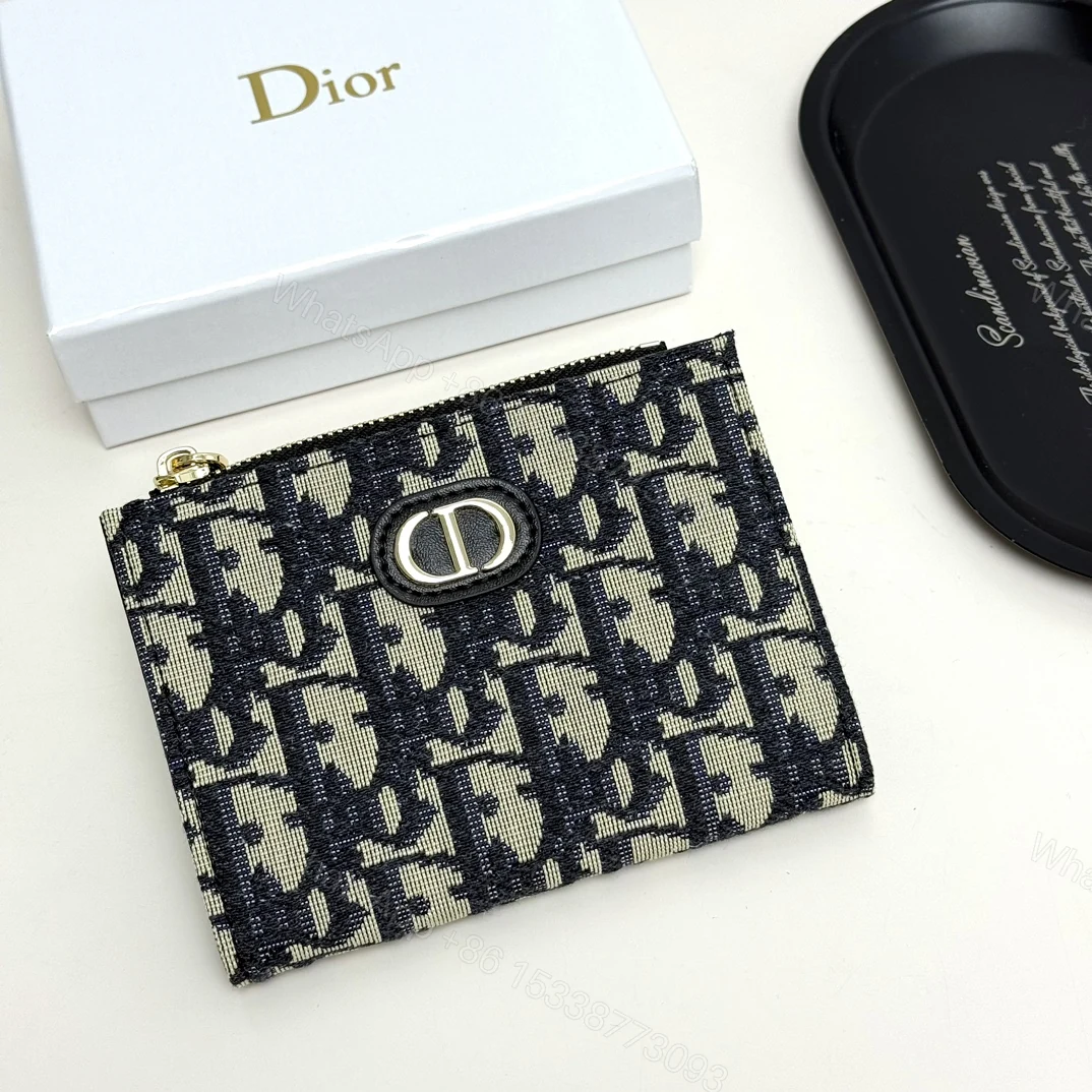 DiorA貨拉鍊卡包 Oblique帆布扁型小包 女士萬用收納夾 — view 1