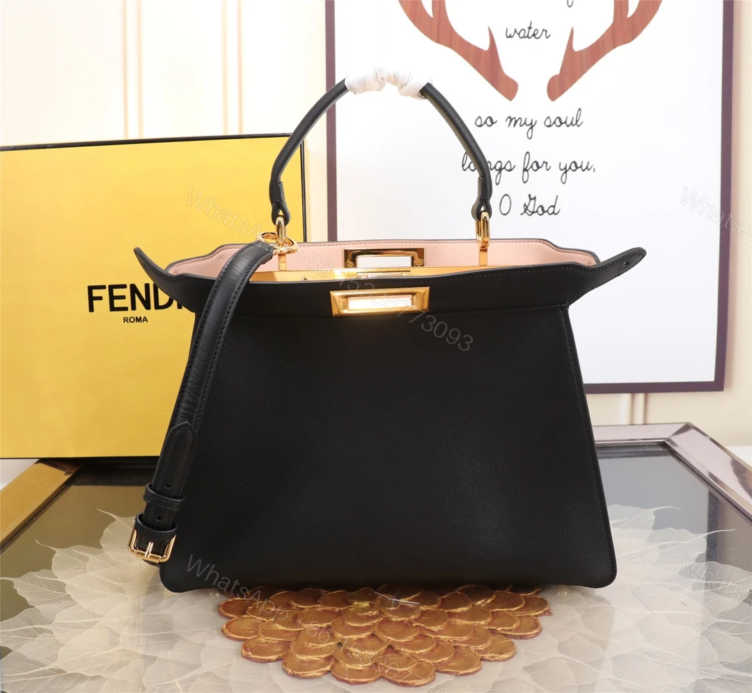 FENDI 復刻 女款 Peekaboo 手提包 黑色 經典鎖扣 優雅通勤款 — view 1