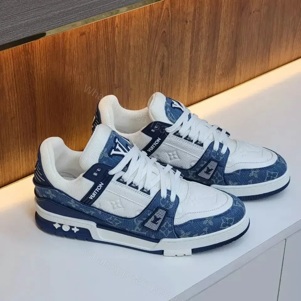 Louis Vuitton Trainer Sneaker Denim Blue — view 1