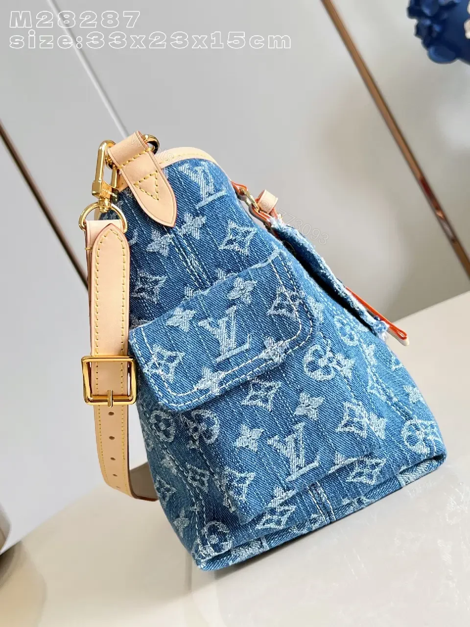 View 5 of Denim Monogram Crossbody Bag: Luxe, Structured, Everyday