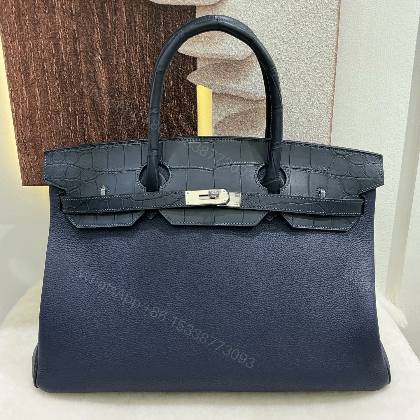 Hermes A貨 女款 Birkin 手提包 藍色鱷魚紋 高級氣場款 — view 1