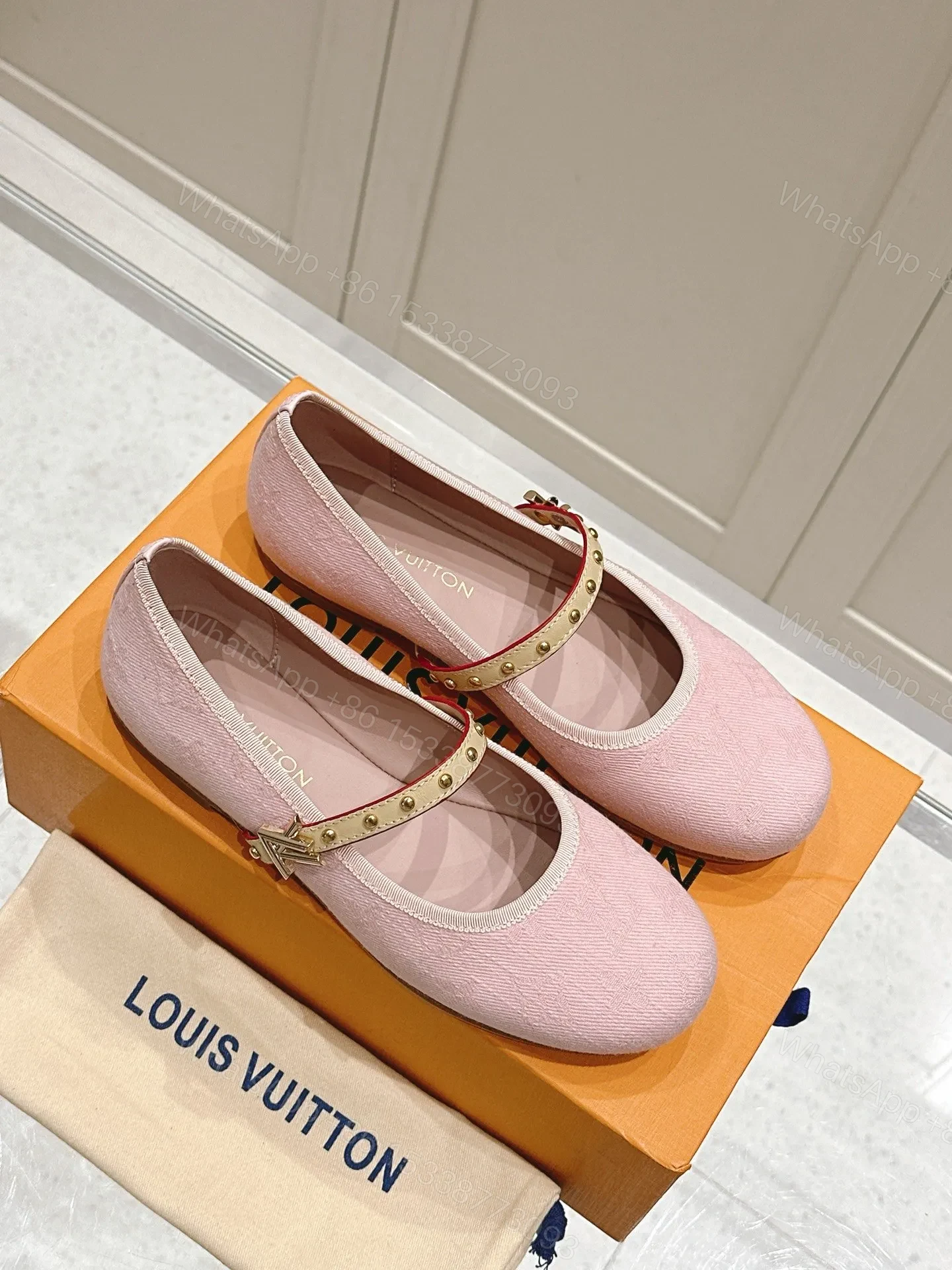 LV Women Pink Fabric Mary Janes Heels — view 1