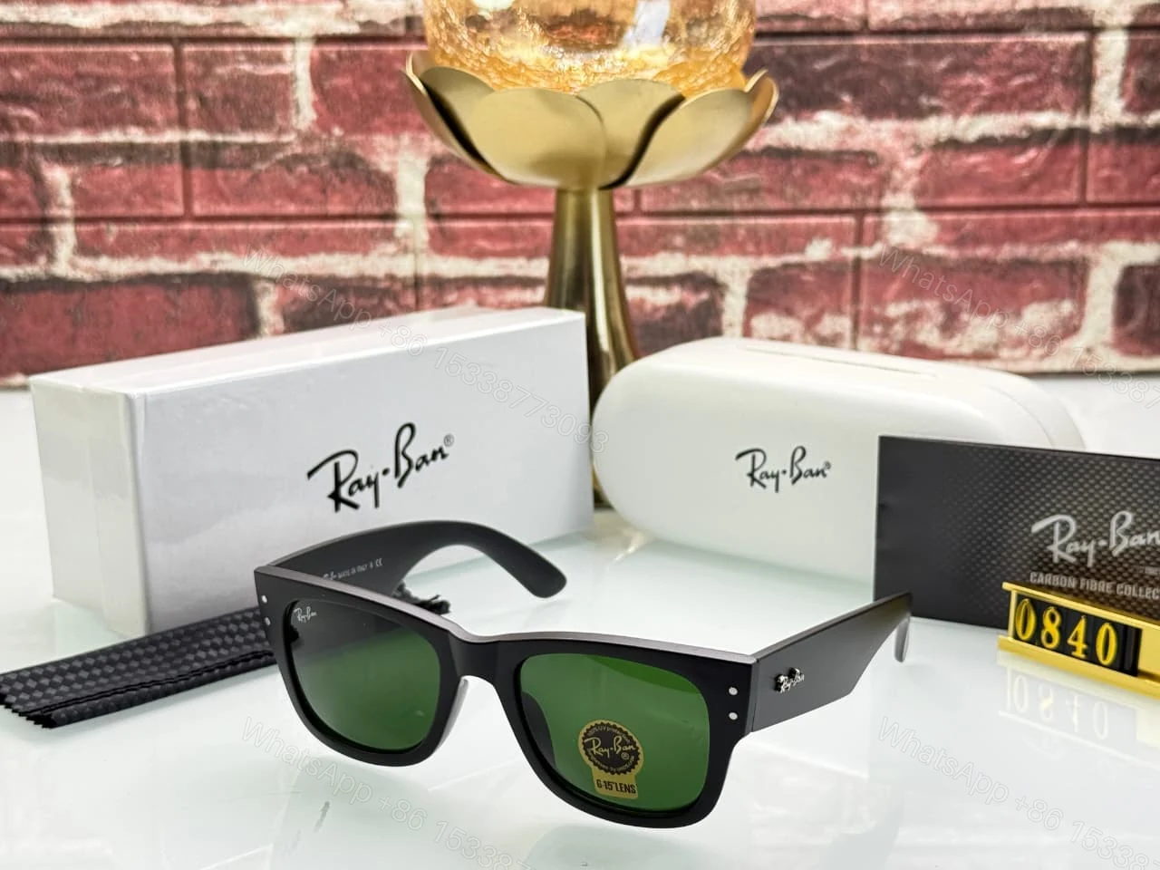 Ray-Ban Carbon Fibre Sunglasses Black-Green — view 1
