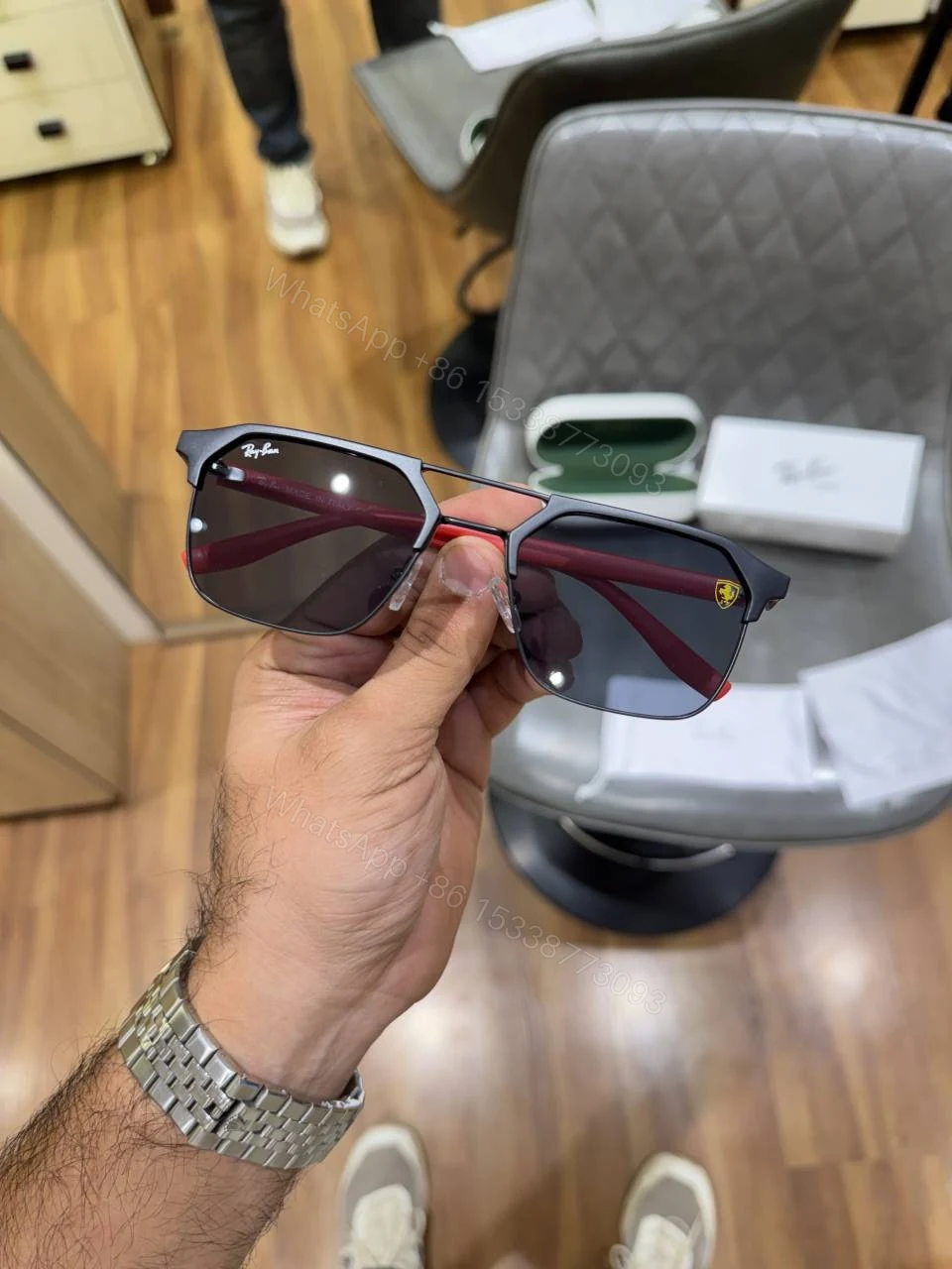 First Copy RayBan 04 Ferrari Black Red Premium Sunglasses Luxury Fashion Eyewear — view 1