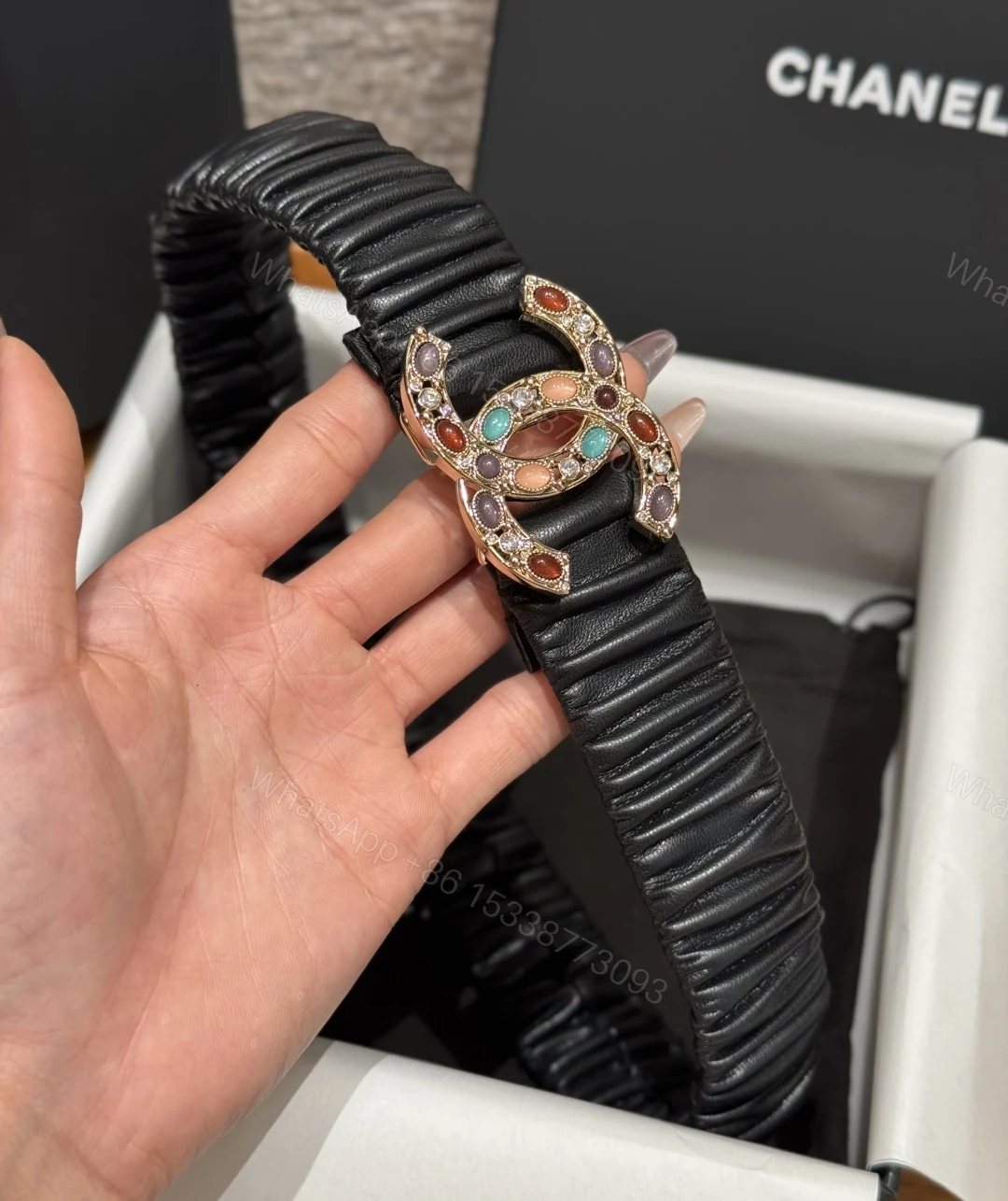 Chanel彩寶雙C扣彈力女士皮帶 高仿小香風時尚百搭腰帶 — view 1
