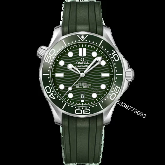 Omega Semaster Diver 300 42MM Green Rubber Strap — view 1