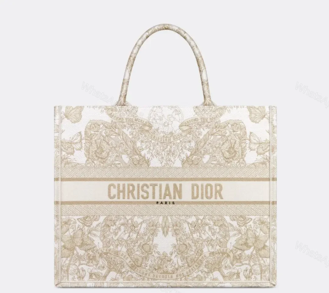 Design LARGE BOOK TOTE Gold-Tone and White Butterfly – Dubai Fashion LUX — view 1