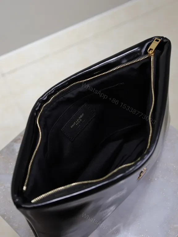 View 7 of Refined Black Patent Clutch â€” YSL Emblem, Luxe Night