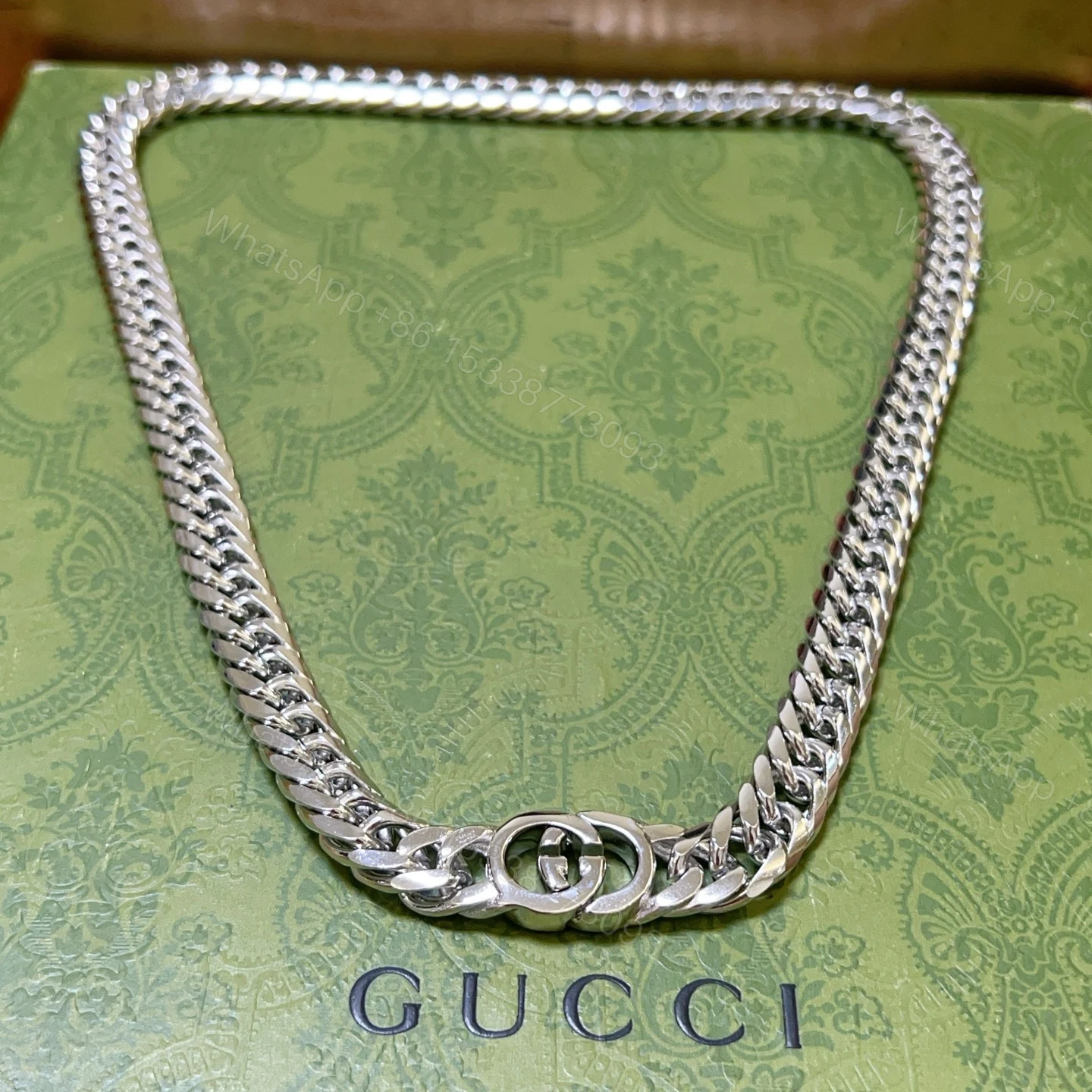 Gucci高仿男士粗鍊銀項鍊 GG標誌設計簡約有力街頭風格 — view 1