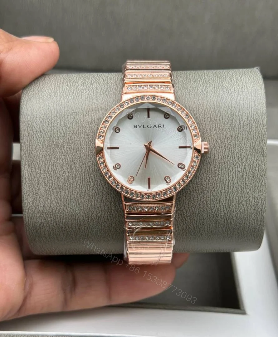 First Copy Rose Gold White Dial Diamond Bezel Women’s Analog Watch — view 1