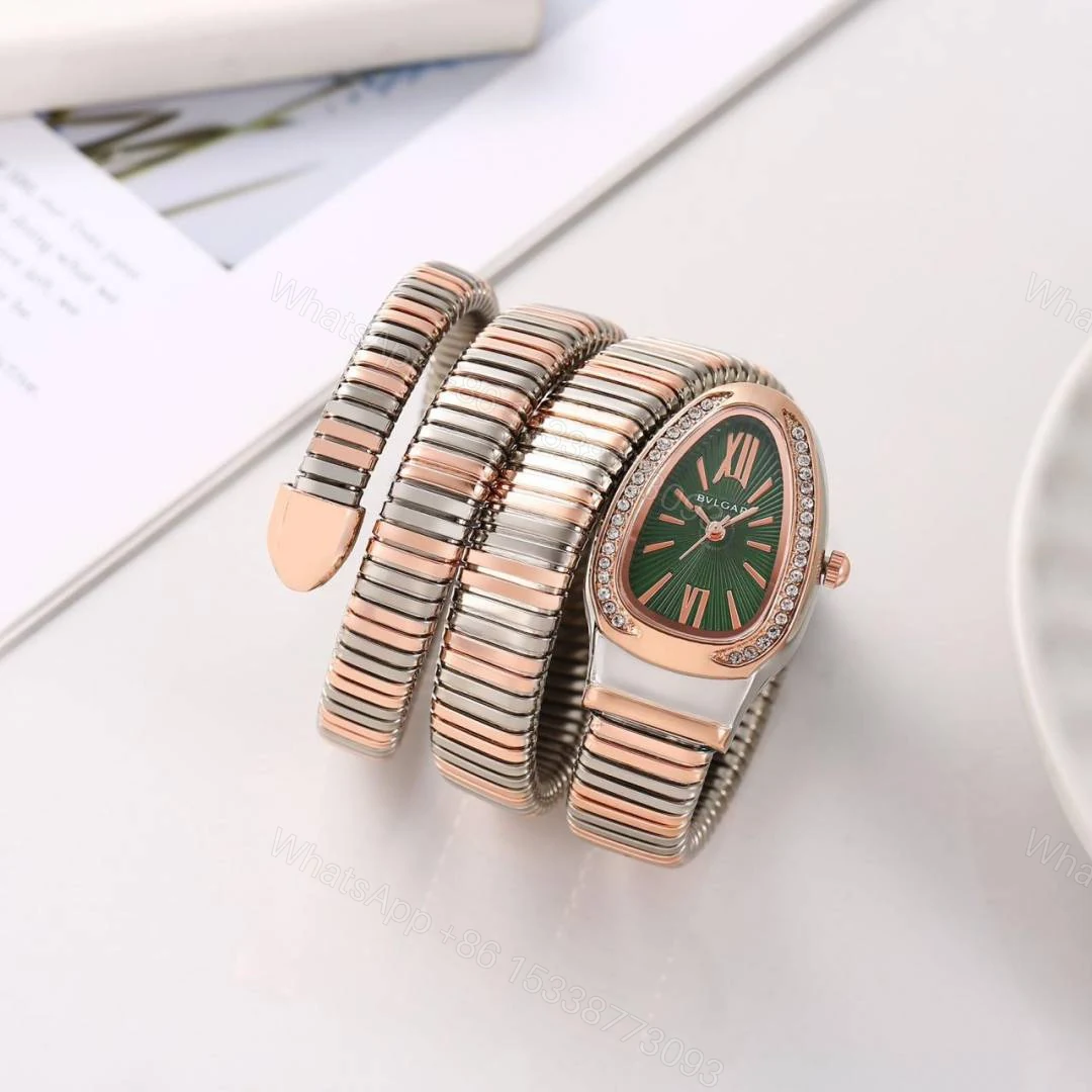 First Copy Bvlgari Serpenti Silver Rose Gold Green Dial Women’s Analog Watch — view 1