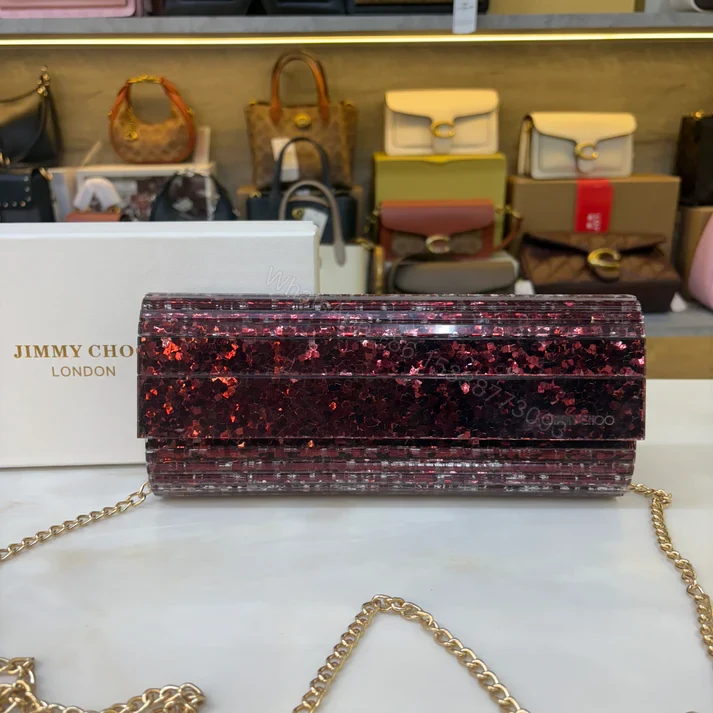 View 12 of FIRST COPY JIMMY CHOO VIOLET ORCHID SWEATIE CLUTCH HANDBAG
