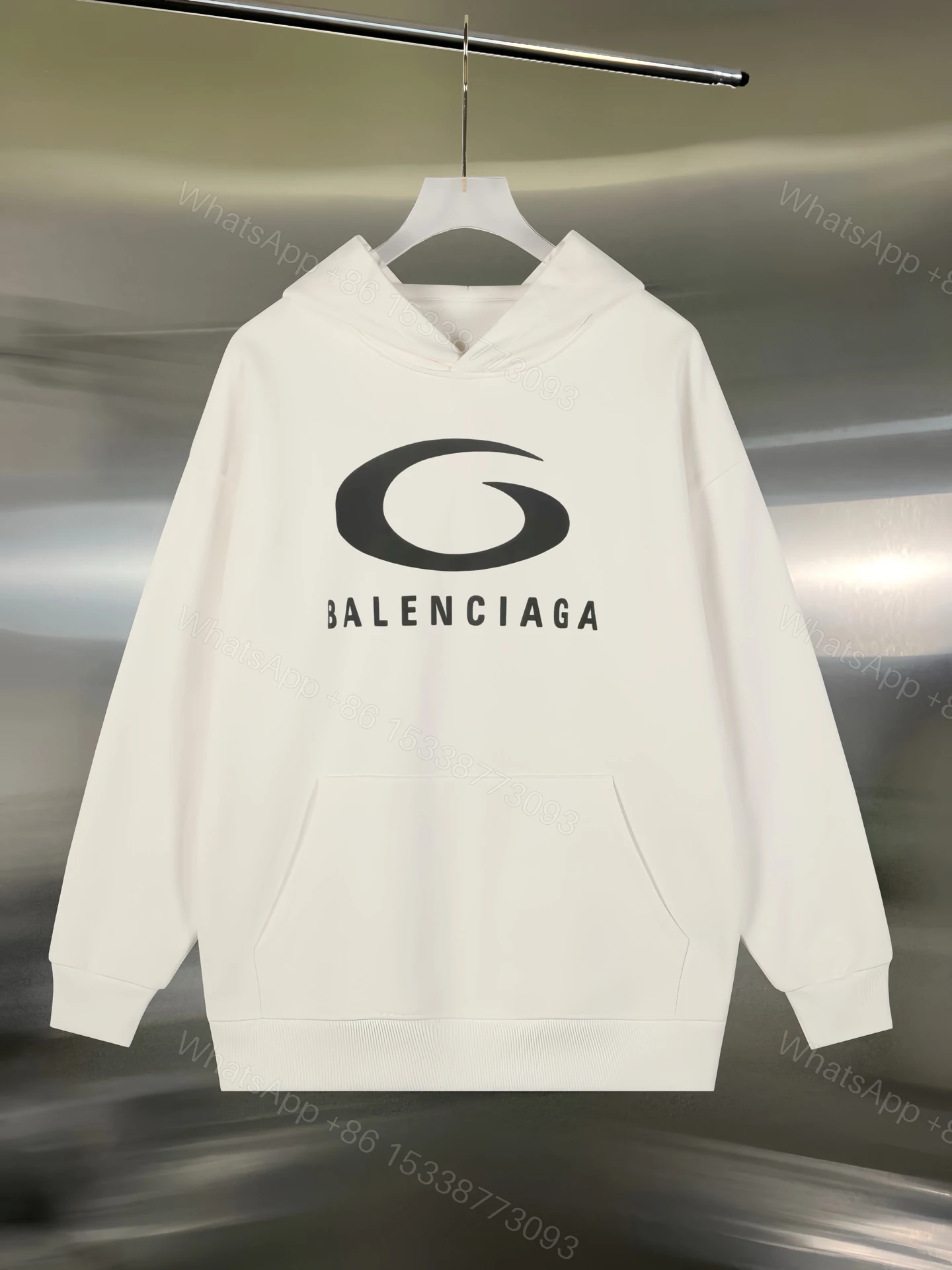 Balenciaga原單男士連帽衛衣 白底G logo簡約設計 日常百搭款 — view 1