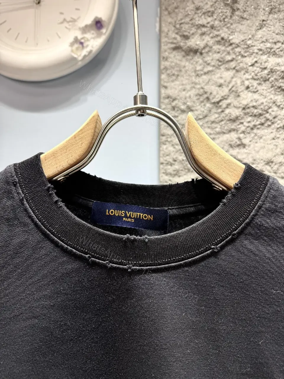 View 8 of Black Cotton Tee Subtle Crest Embroidery, Relaxed Fit, Premium Comfort
