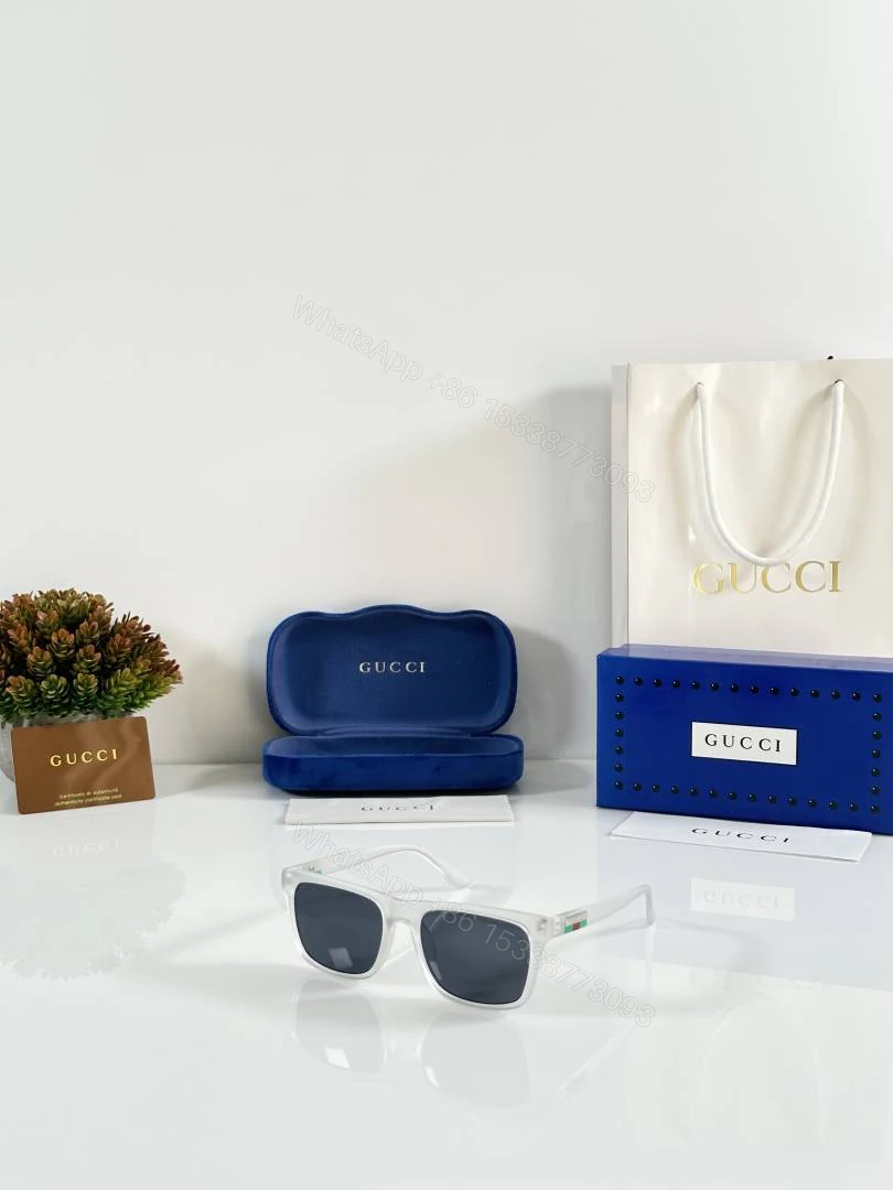 First Copy Gucci Square Sunglasses White Frame Grey Lens — view 1