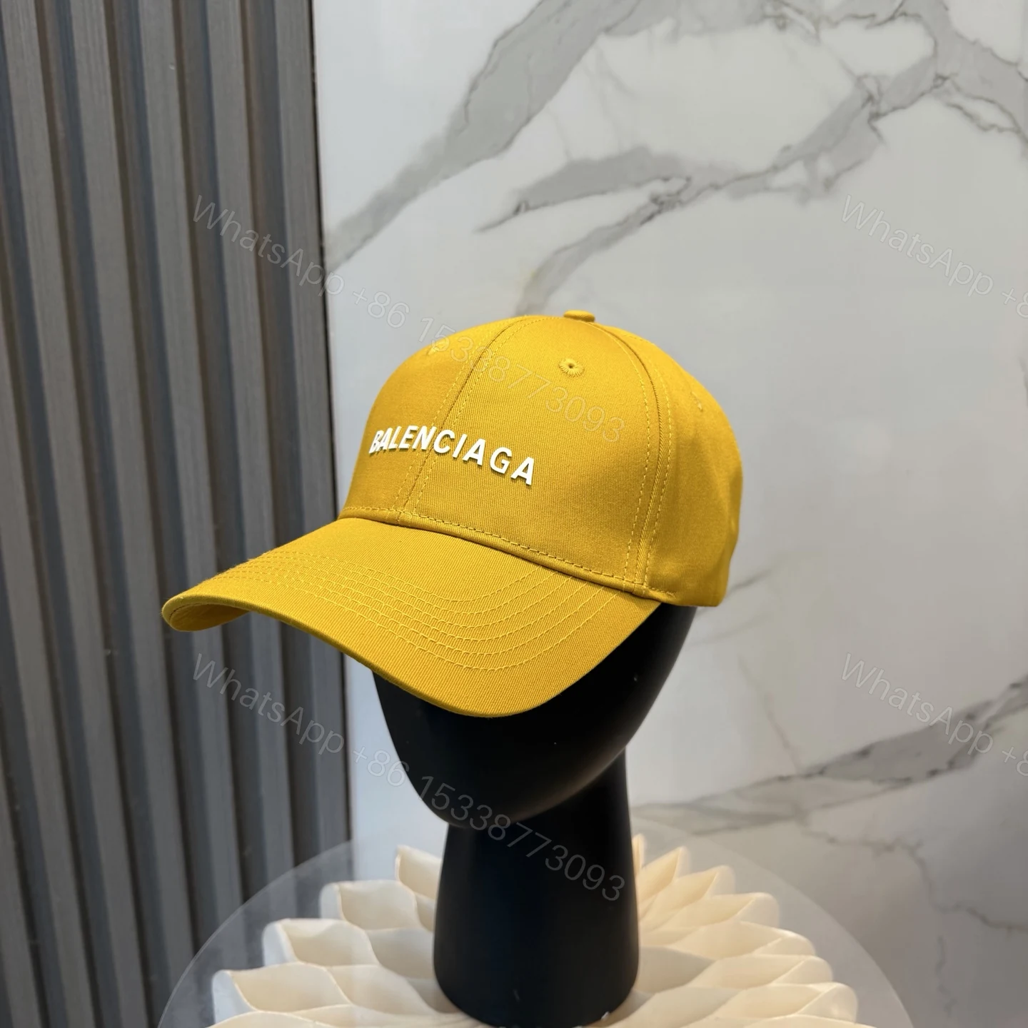 BALENCIAGA 一比一 男款 LOGO刺繡棒球帽 黃色潮流帽 — view 1