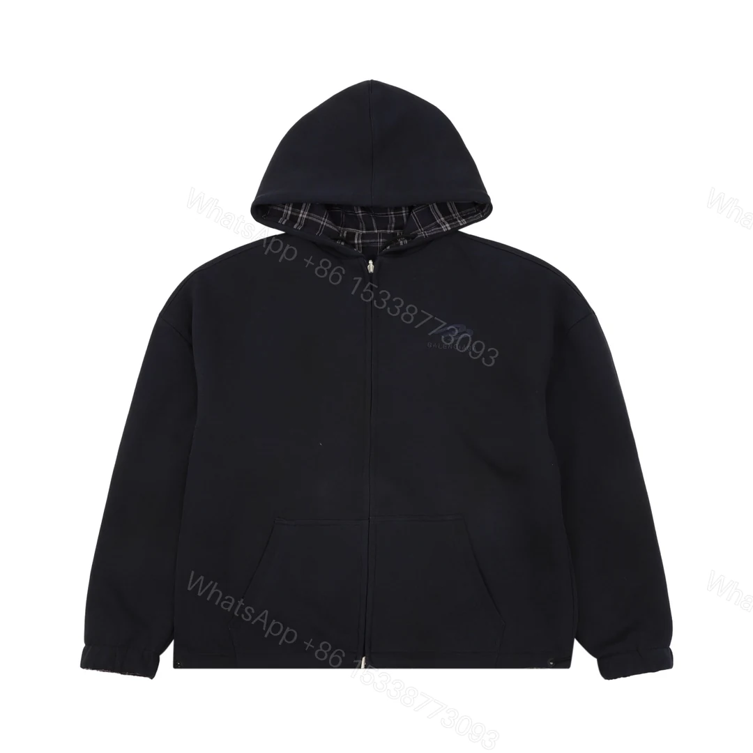 Balenciaga原單男款連帽外套 格紋內裏設計保暖實穿 — view 1