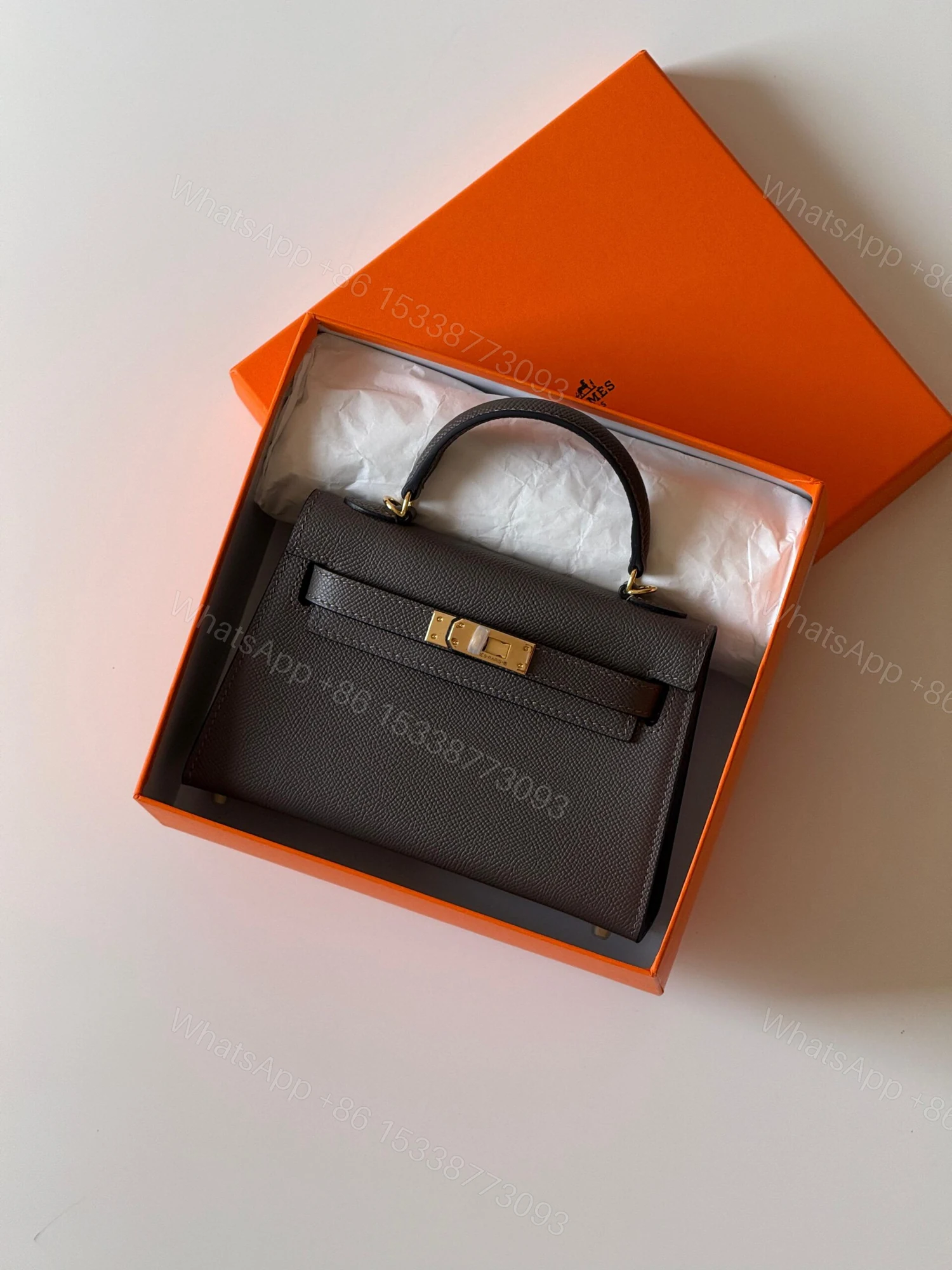 Hermès Kelly Sellier 19 Graphite Madame Gold Hardware — view 1