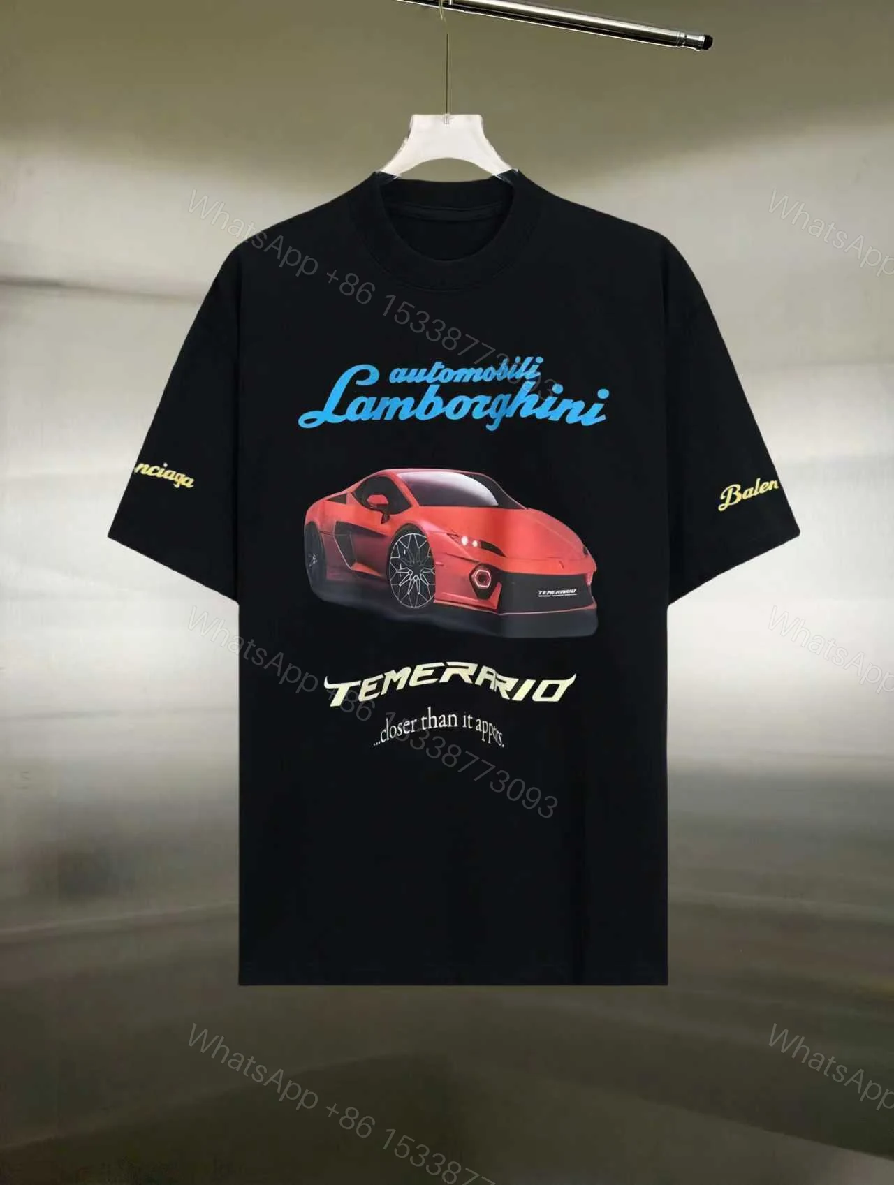 Balenciaga A貨聯名款Lamborghini印花T恤 男士街頭跑車風格 — view 1