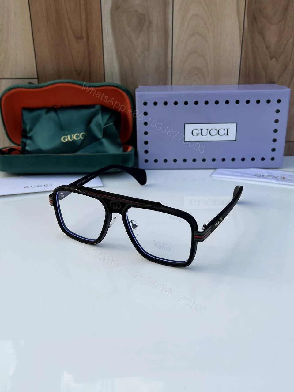 First Copy Gucci 1295 Black Plano Sunglasses — view 1