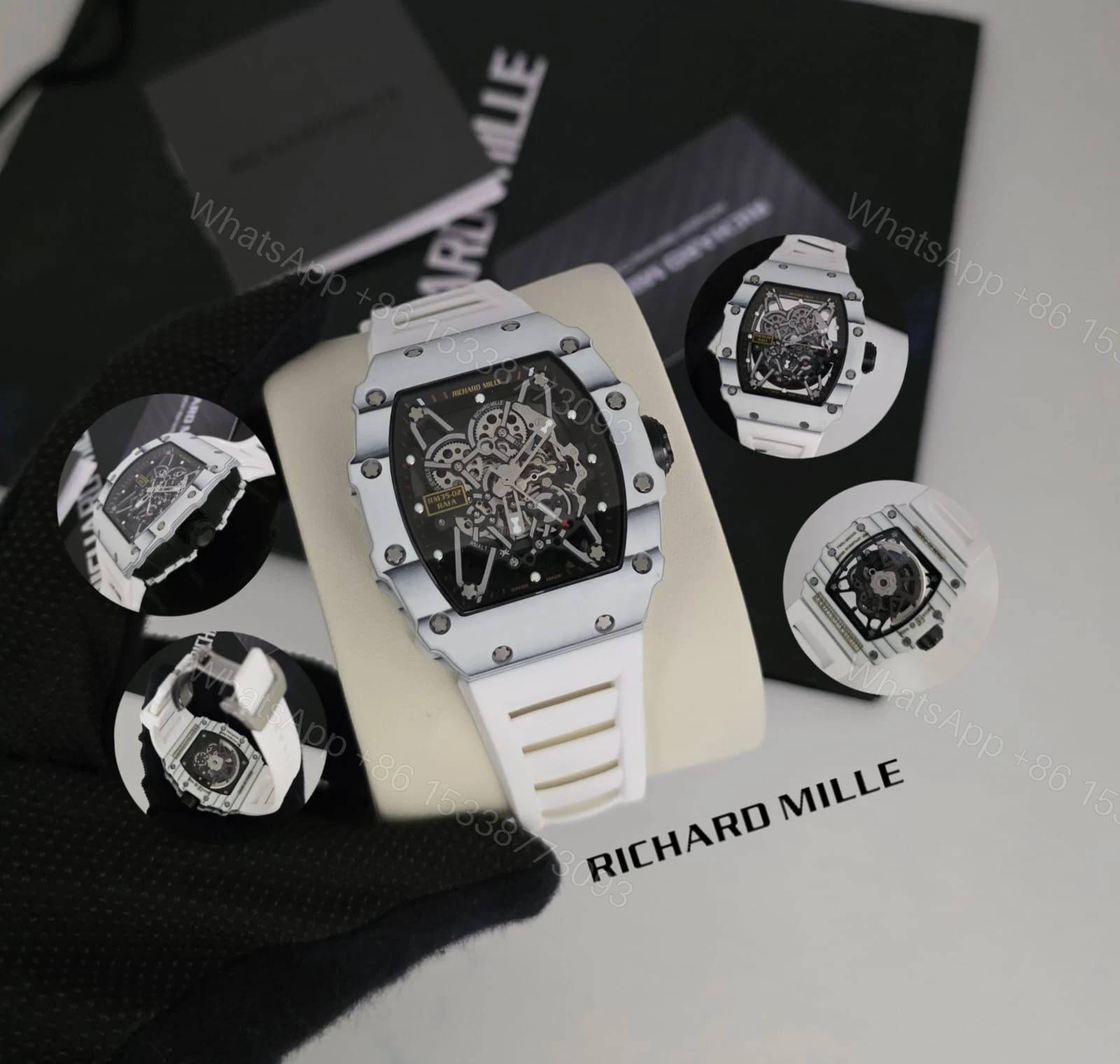 Richard Mille Skeleton White Rubber Strap Watch — view 1