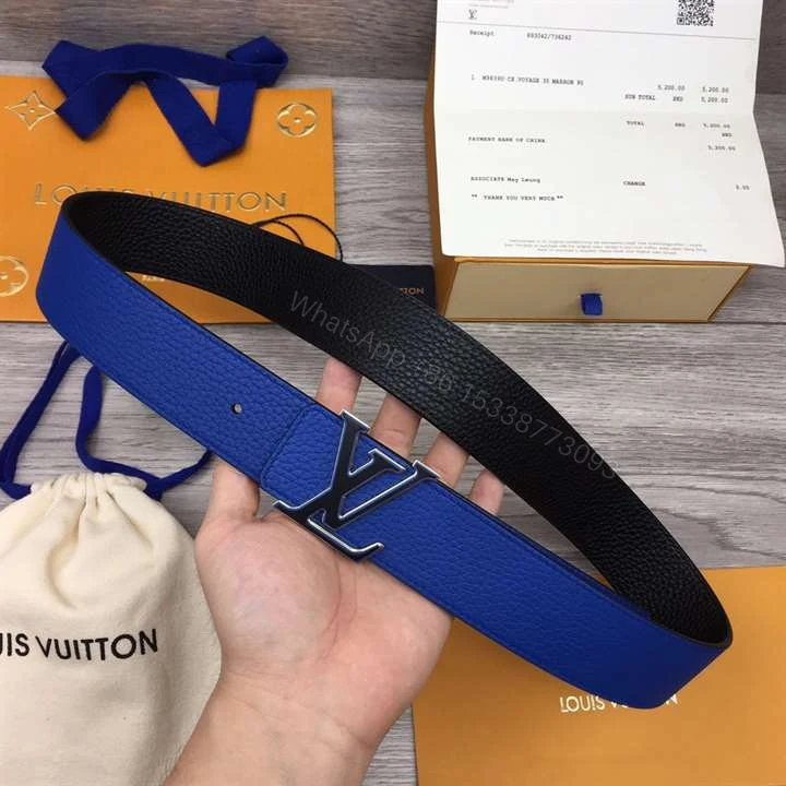 View 5 of LOUIS VUITTON OPTIC 40MM REVERSIBLE BELT BLUE/BLACK – B78