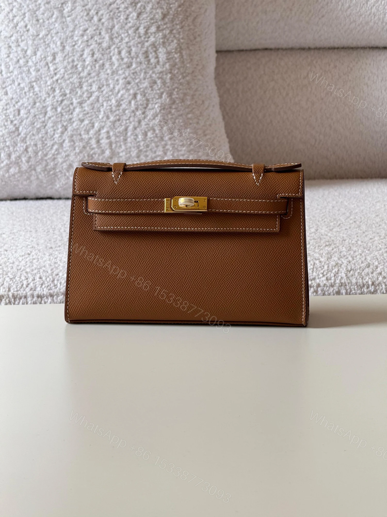 Hermes Mini Kelly Epsom Gold Pochette Bag — view 1