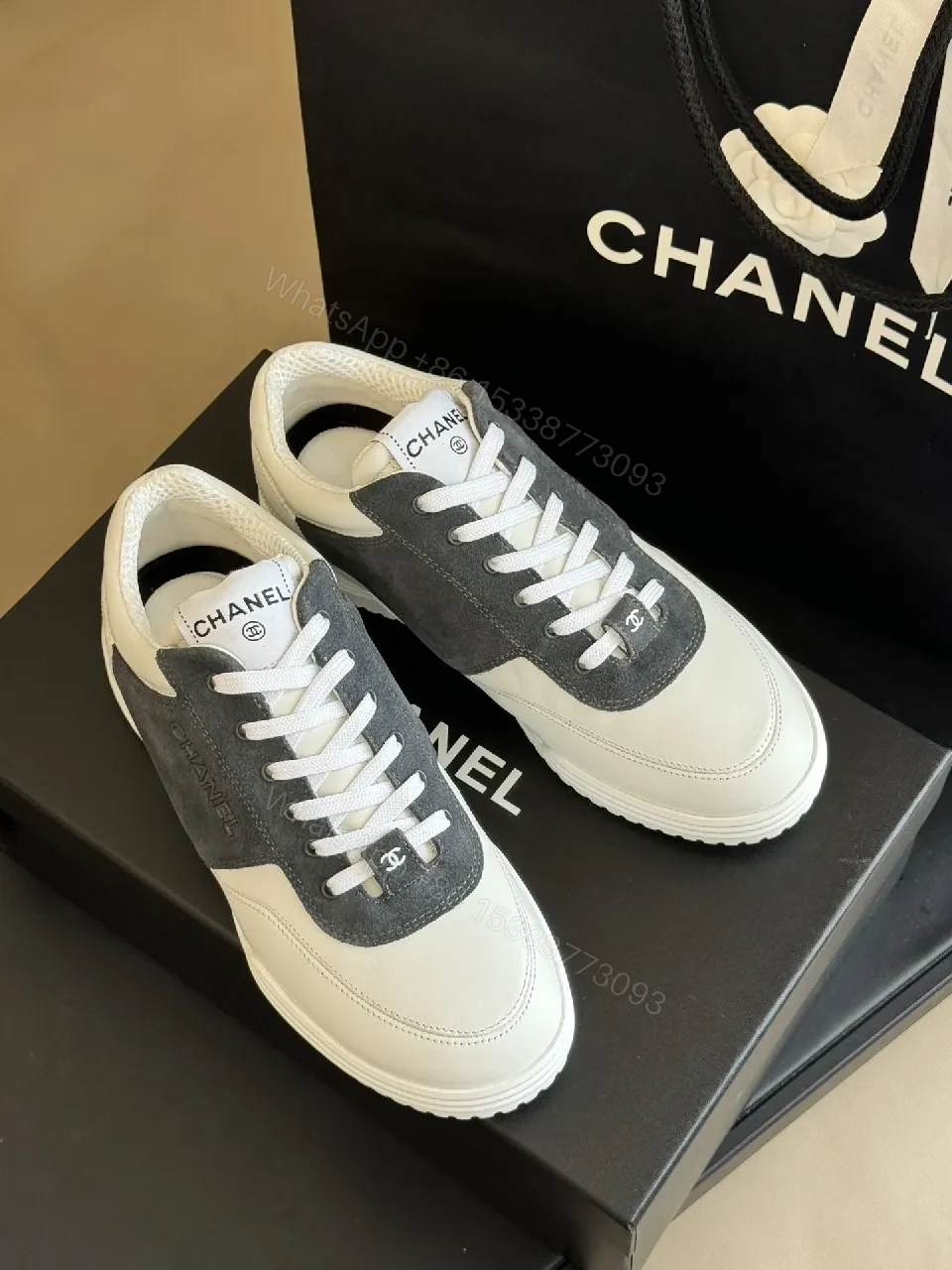 Ivory Leather Graphite Suede High-Top Sneaker - Luxe Everyday Comfort — view 1