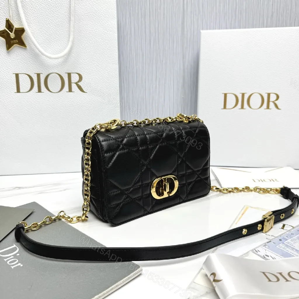 View 5 of Quilted Black Crossbody Bag with Gold Chain, Chic Style