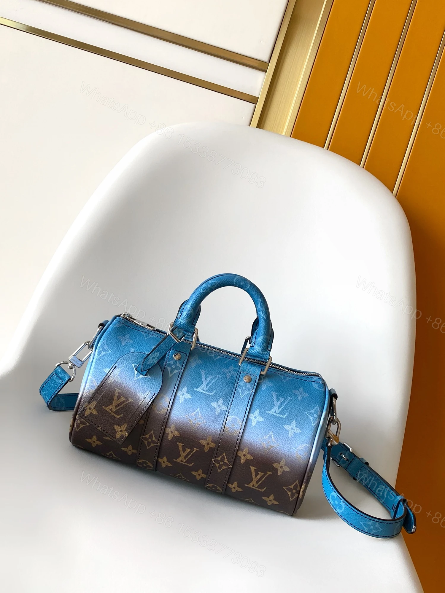 LV 高仿 女款 Speedy 漸層藍老花手提包 時尚斜背包 — view 1