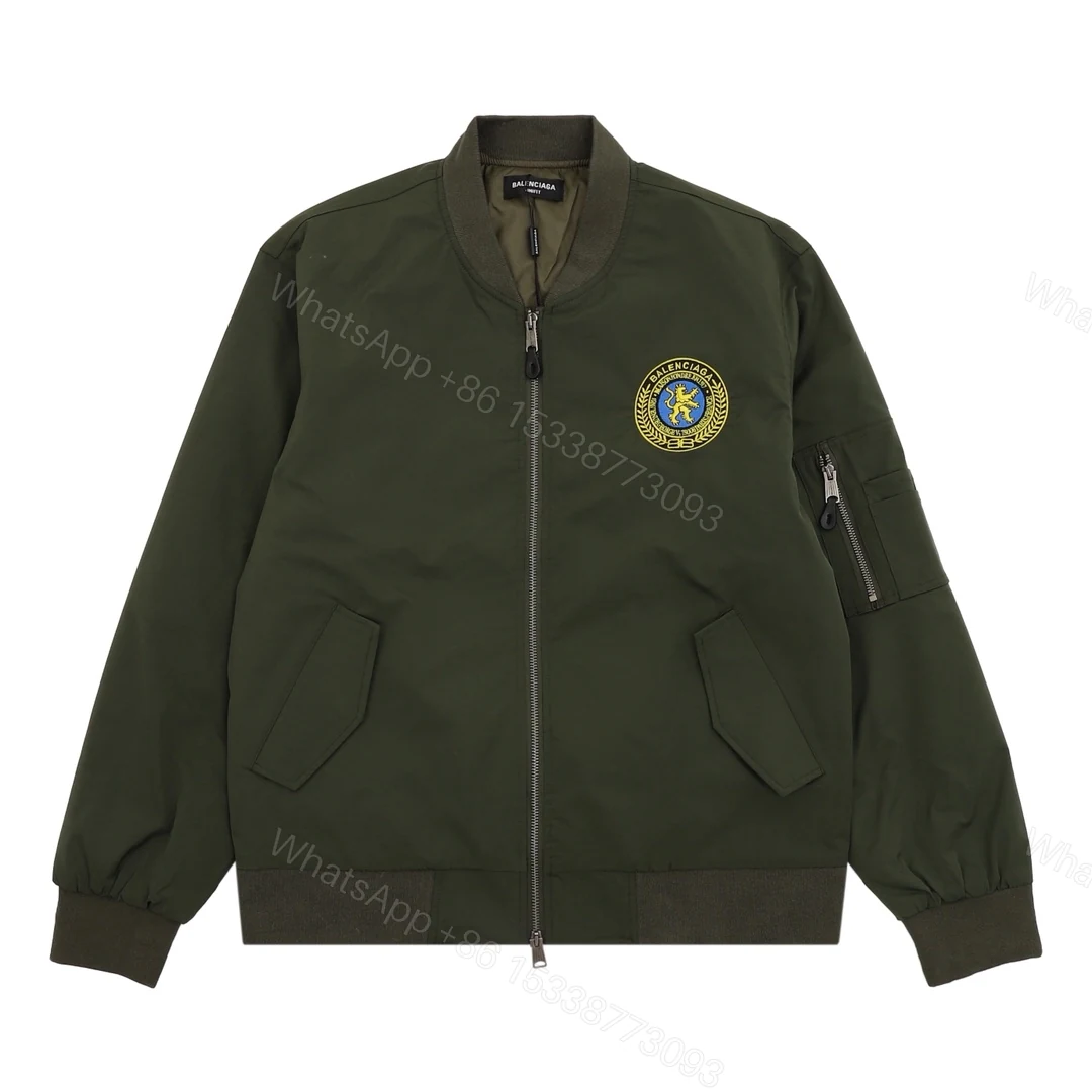Balenciaga高仿飛行外套男款 軍綠復古徽章潮流單品 — view 1