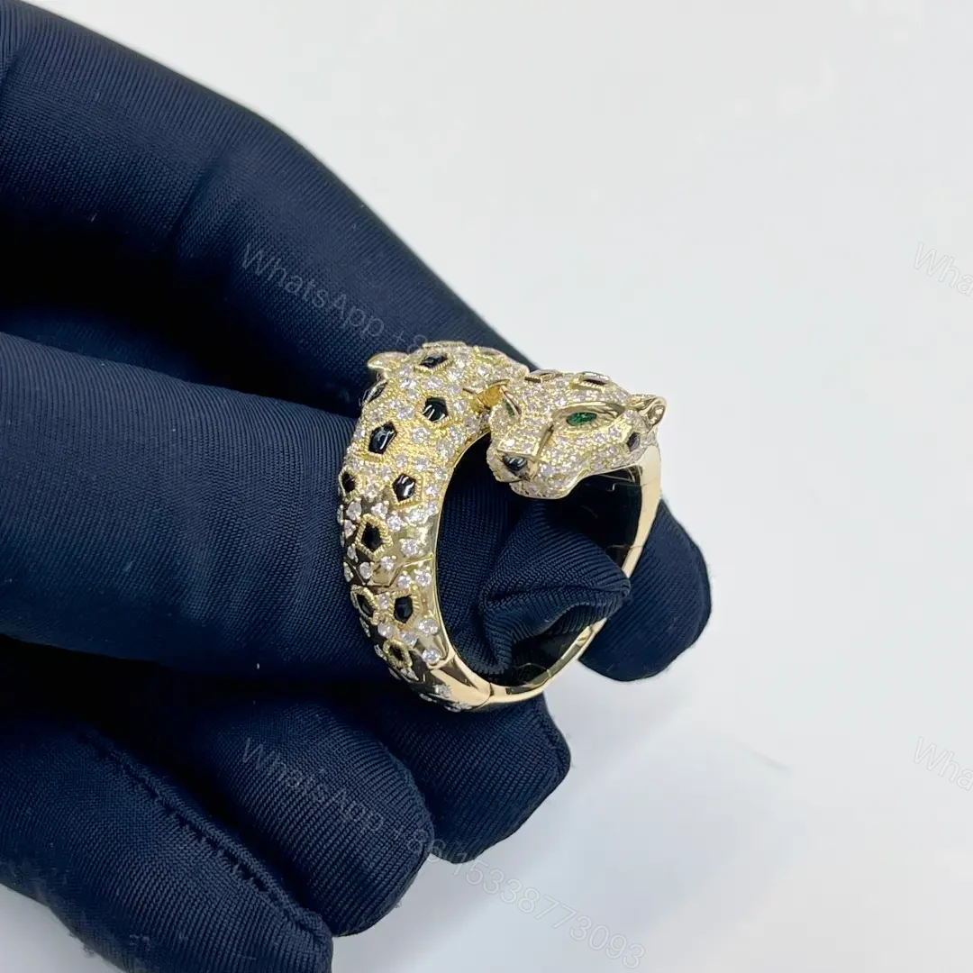 18K Yellow Gold Panthere de Cartier Ring Articulated Pave Diamonds N4781052 — view 2
