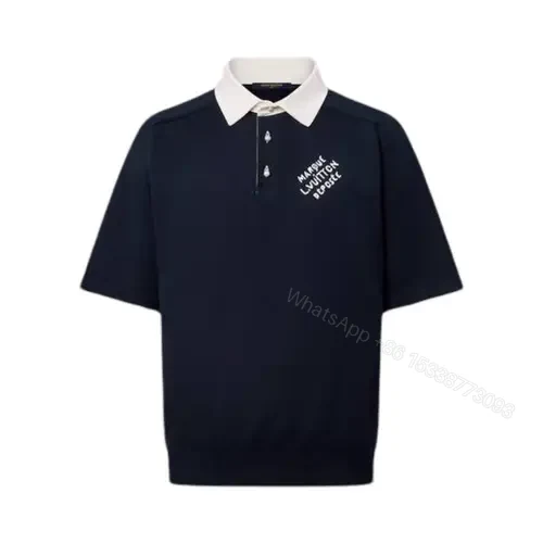 Lv Embroidered Short-Sleeved Cotton Blend Polo Shirt — view 1