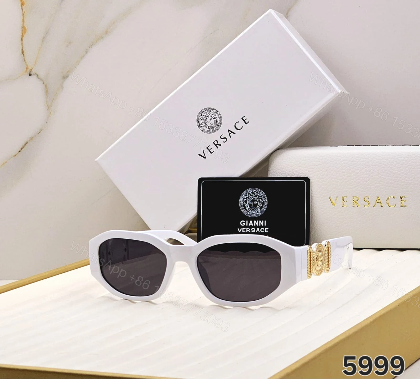 Versace Medusa Sunglasses Black-White-Grey Acetate — view 1