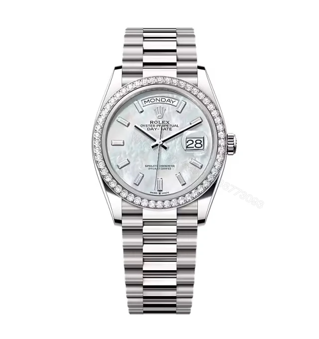 Superclone Rolex Day-Date White Mother-of-Pearl Diamond Dial 128349rbr-0049 36 mm — view 1