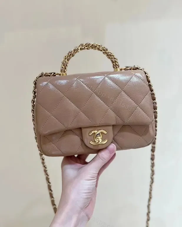 Taupe Quilt Mini Bag with Chain Strap — Luxe Everyday Chic — view 1