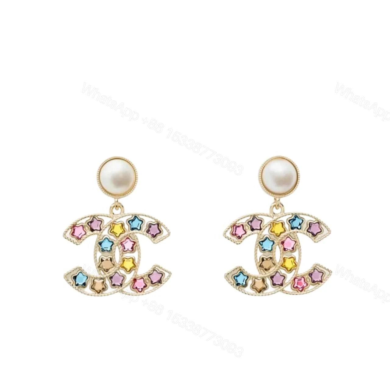 CHANEL COLORFUL STAR EARINGS ABF197 B19940 NAFQF — view 1