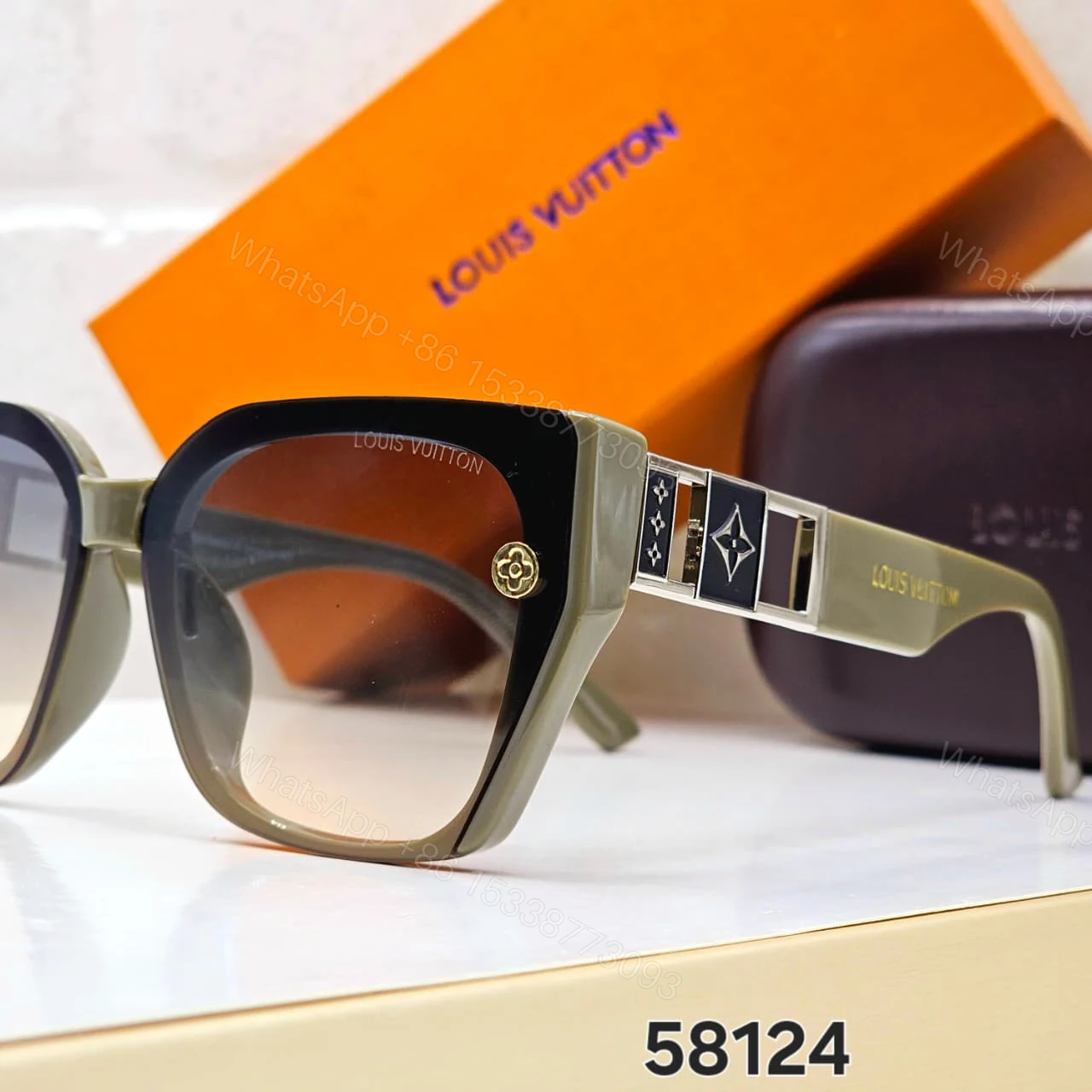View 8 of Louis Vuitton Oversized Square Black-Olive Gradient