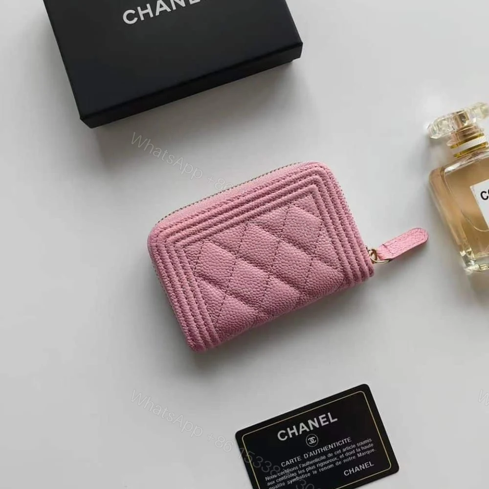 View 5 of Chanel Boy Flap Card Holder Wallet Gold Pink 11Cm A80603 B10211 NM370