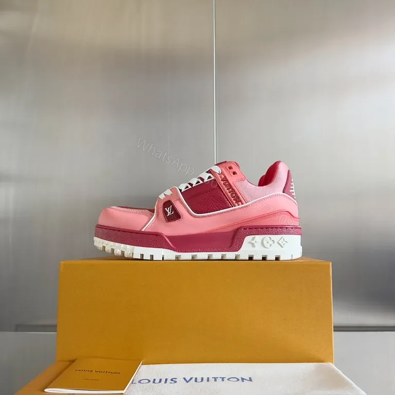 View 8 of Bold Pink LV-Inspired City Sneakers: Luxe Comfort Top Tier