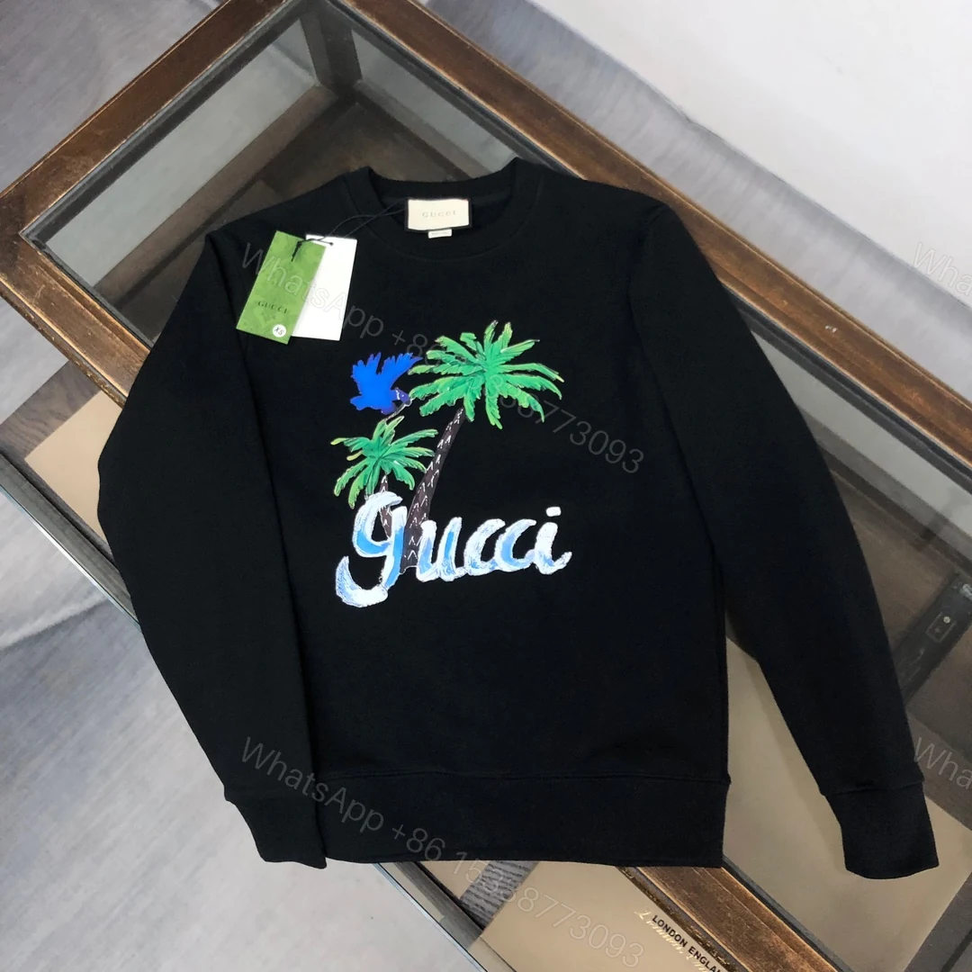 Gucci一比一男士長袖棉T 椰子樹刺繡印花熱帶風設計 — view 1
