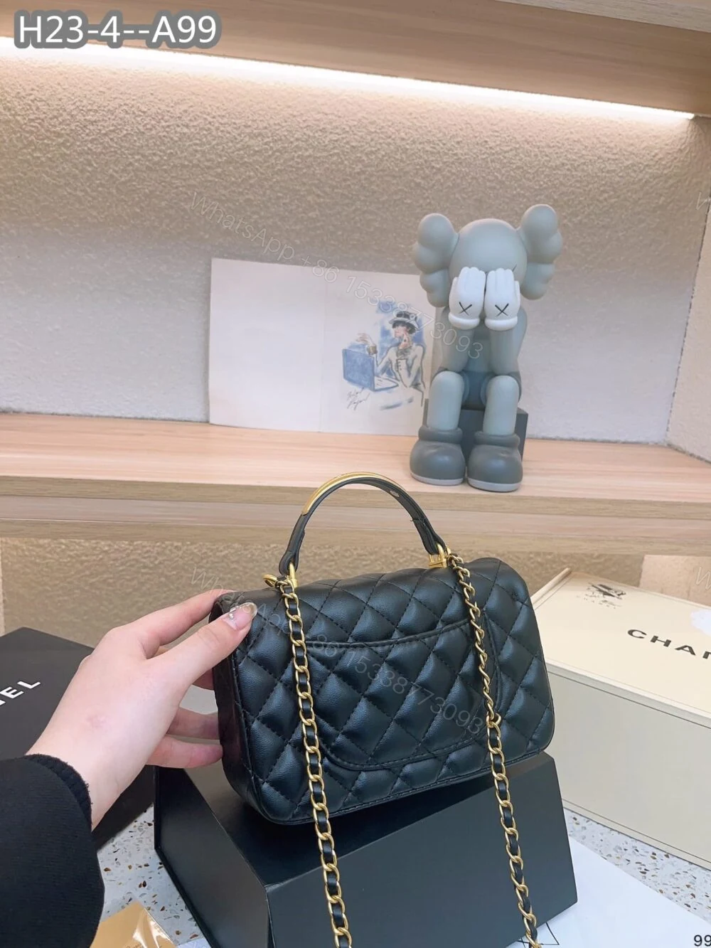 View 7 of Chanel 22B Flap Bag With Gold Hardware Top Handle Black 21Cm AS2431