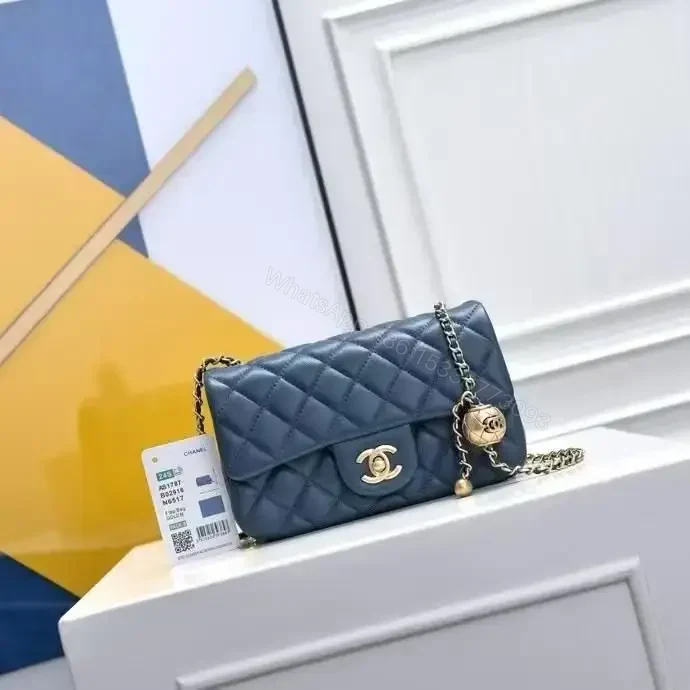 CHANEL Dark Gray Mini Square Pearl Crush Flap Bag — view 1