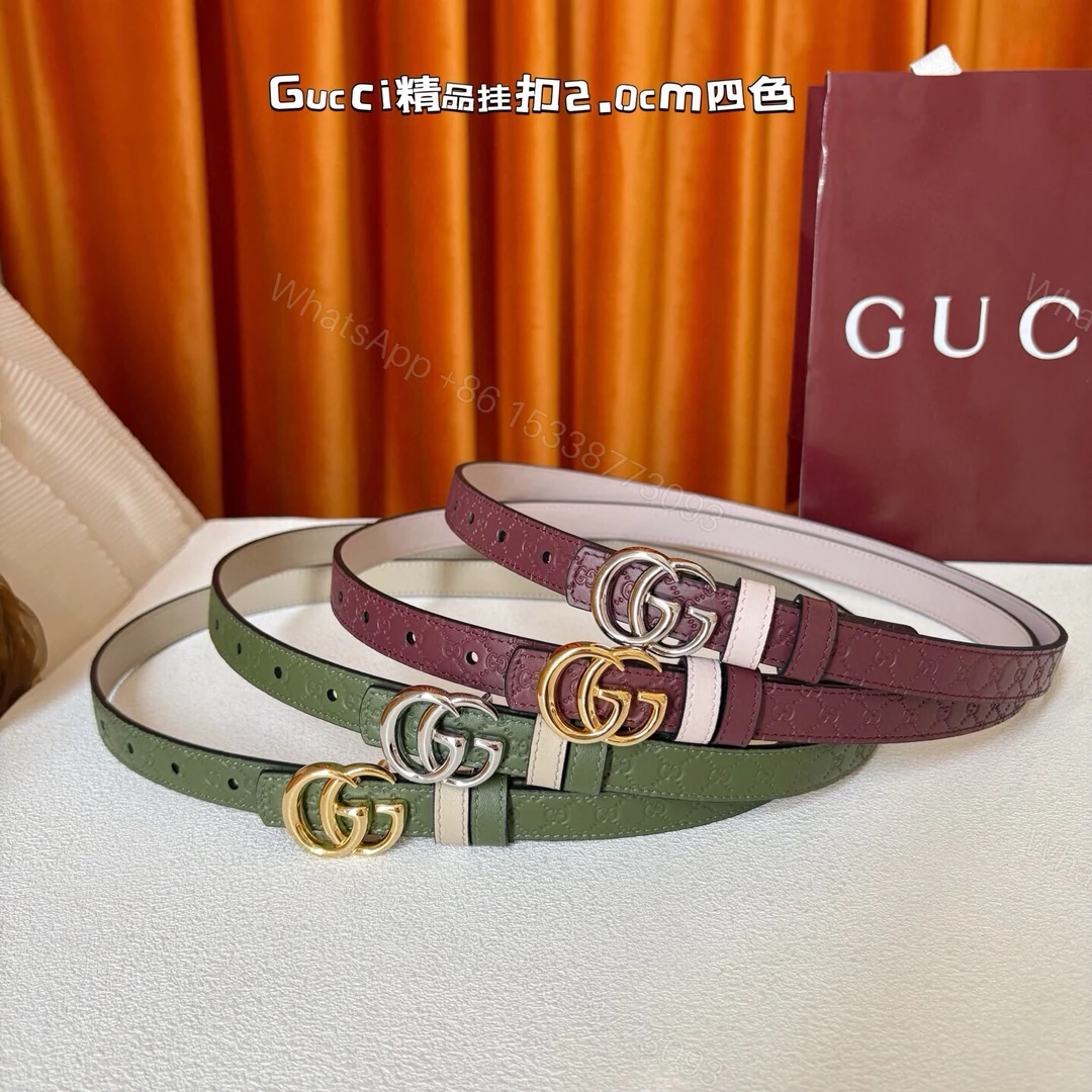 Gucci 精品仿製雙G窄版皮帶 女款繽紛多色造型設計 — view 1