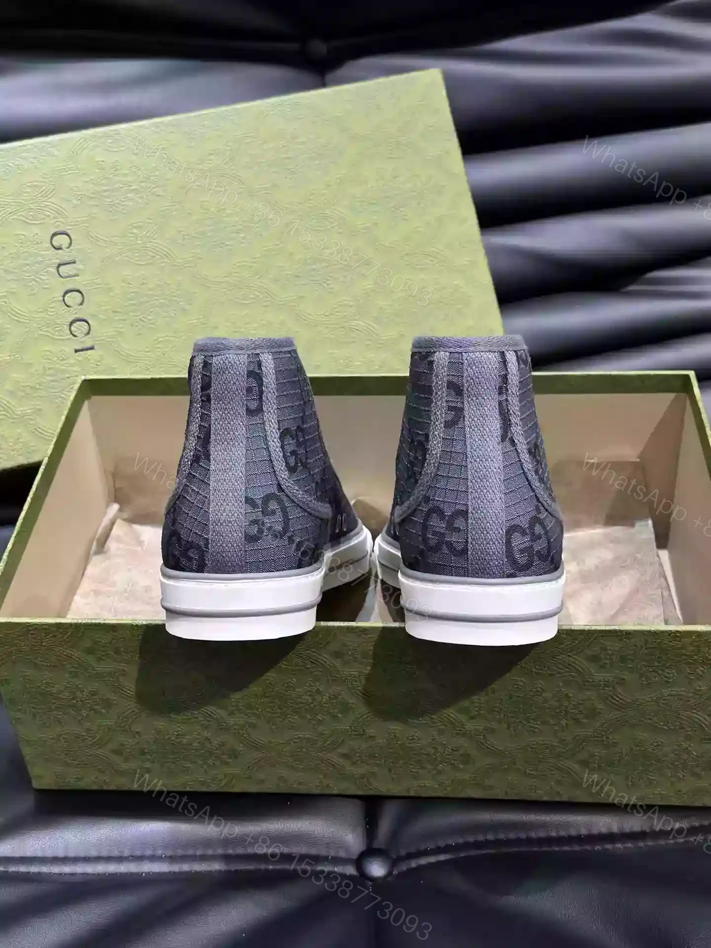 View 5 of GUCCI TENNIS 1977 HIGH-TOP SHOES SNEAKERS IN BLACK/DARK GRAY – GC283