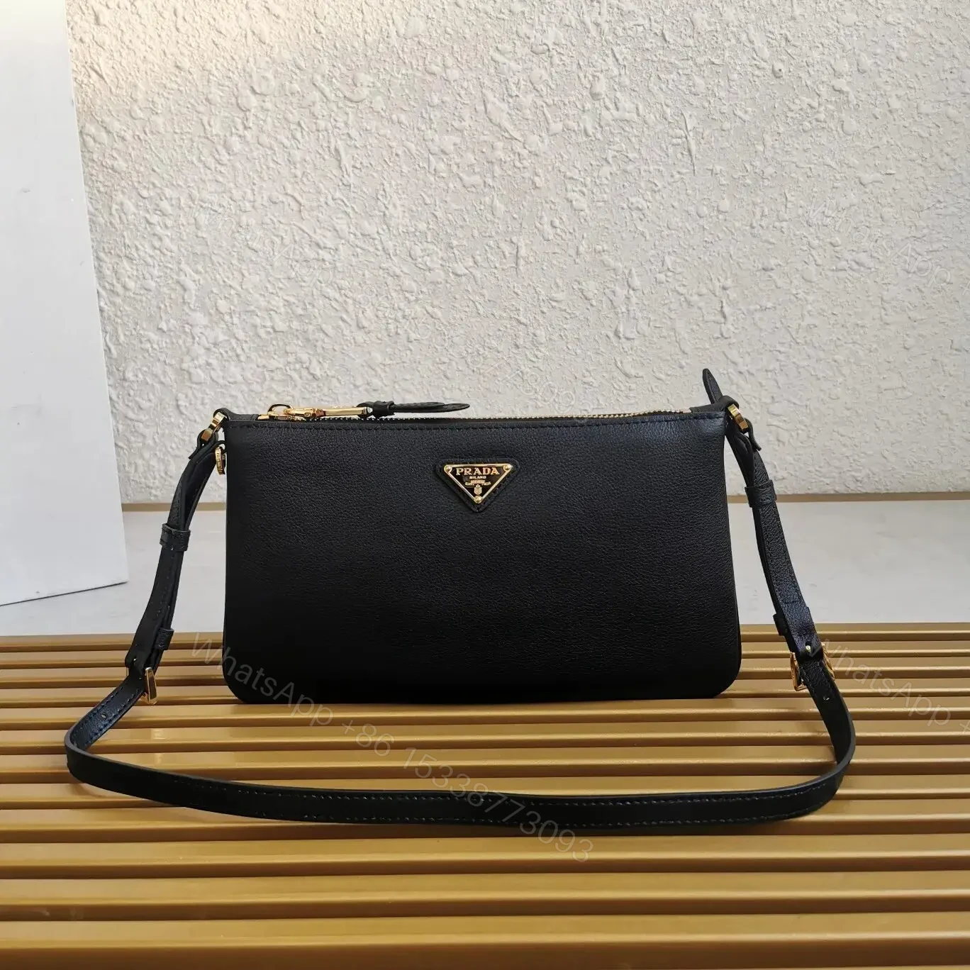 Prada Leather Shoulder Bag Black — view 1