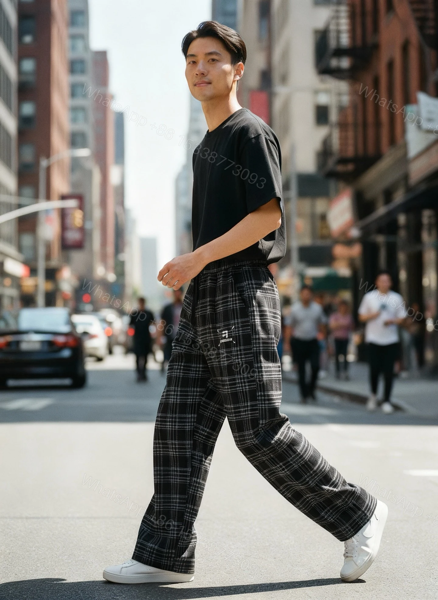 Balenciaga 原單格紋寬褲 復古學院風街頭必備款 — view 1