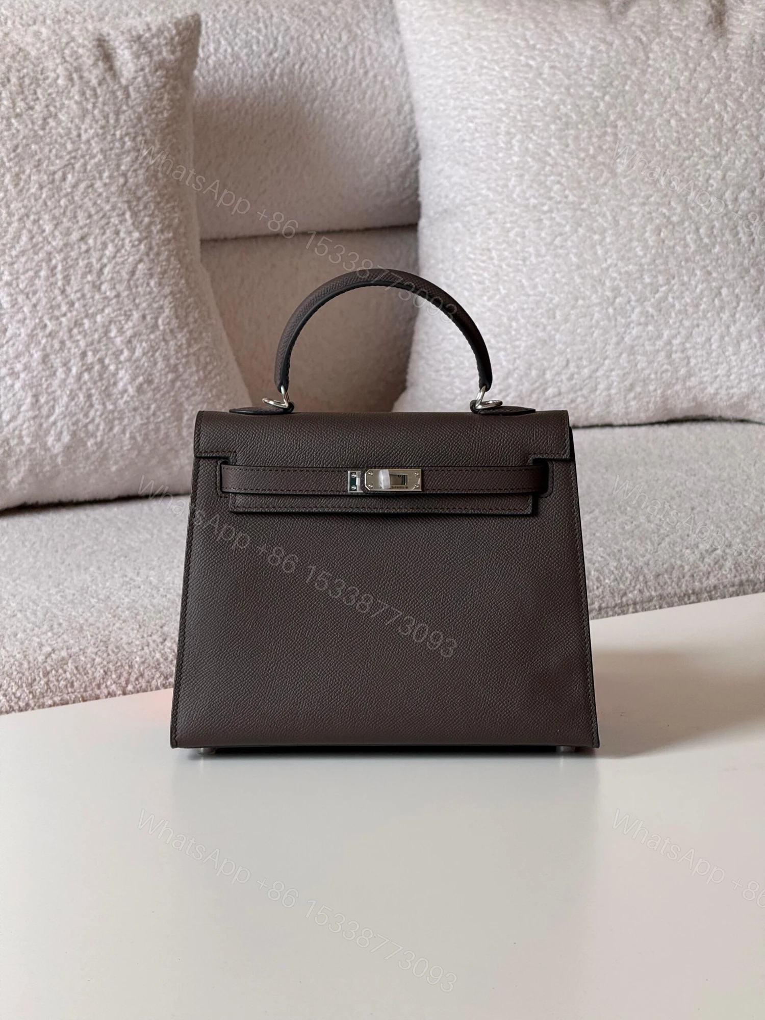 Hermes Kelly 25 Epsom Silver Hardware — view 1