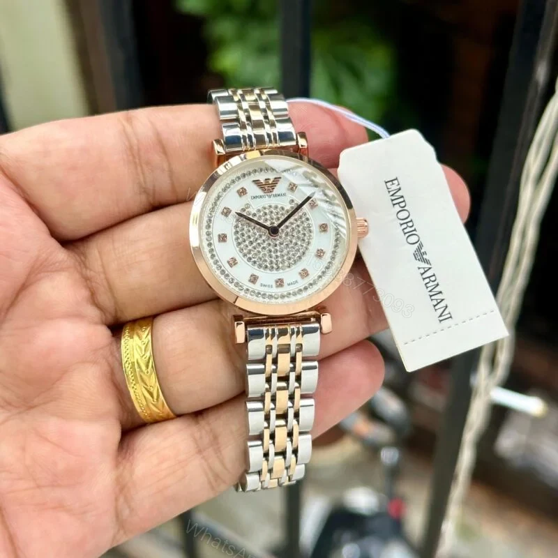 Emporio Armani Salim Diamond Dial Rose Gold 32mm Quartz — view 1