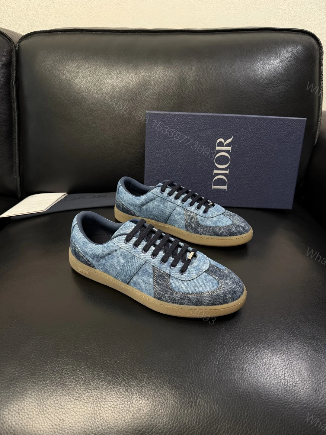 Dior 高仿牛仔拼接低幫運動鞋 復古丹寧休閒百搭款 — view 1